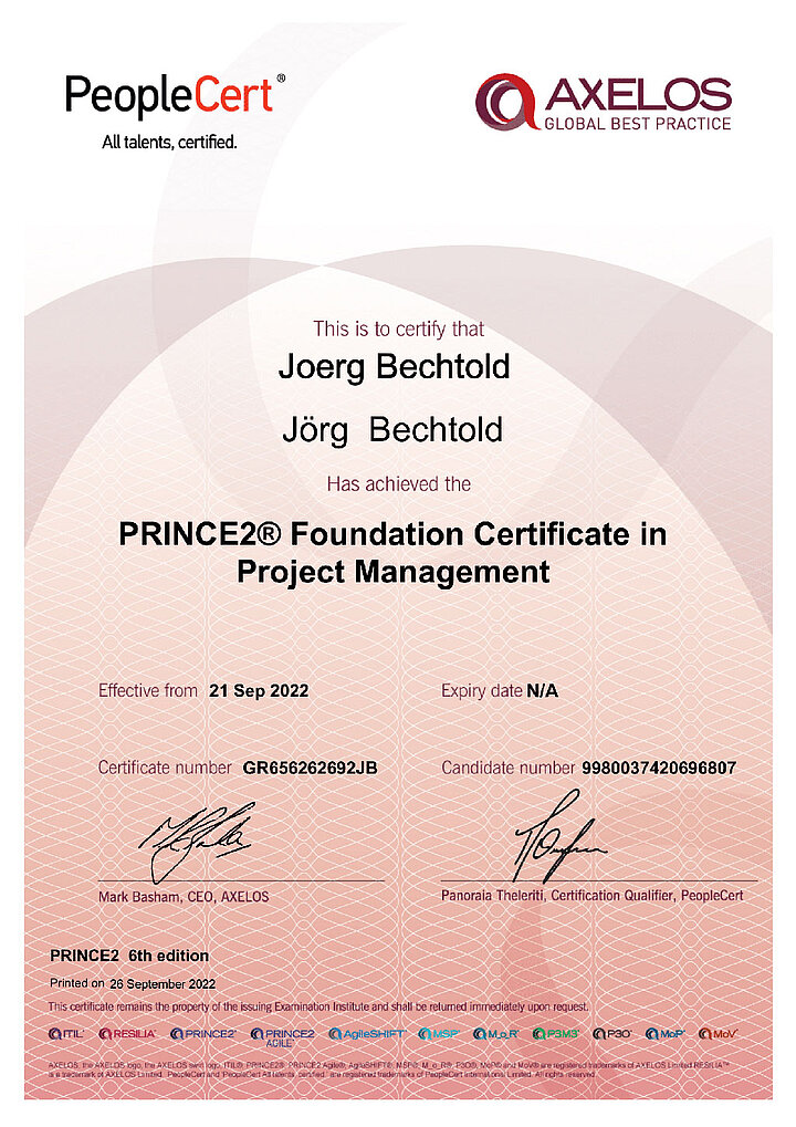 PRINCE2® Certificate in Project Management