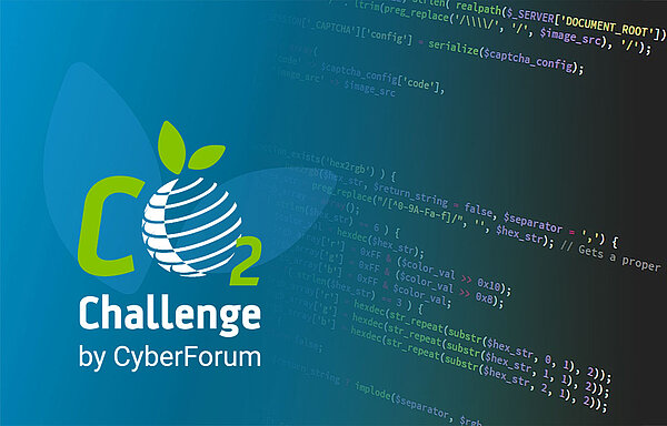 Logo des CO2 Challenge von CyberForum aus digitalem Material in Blau und Grün