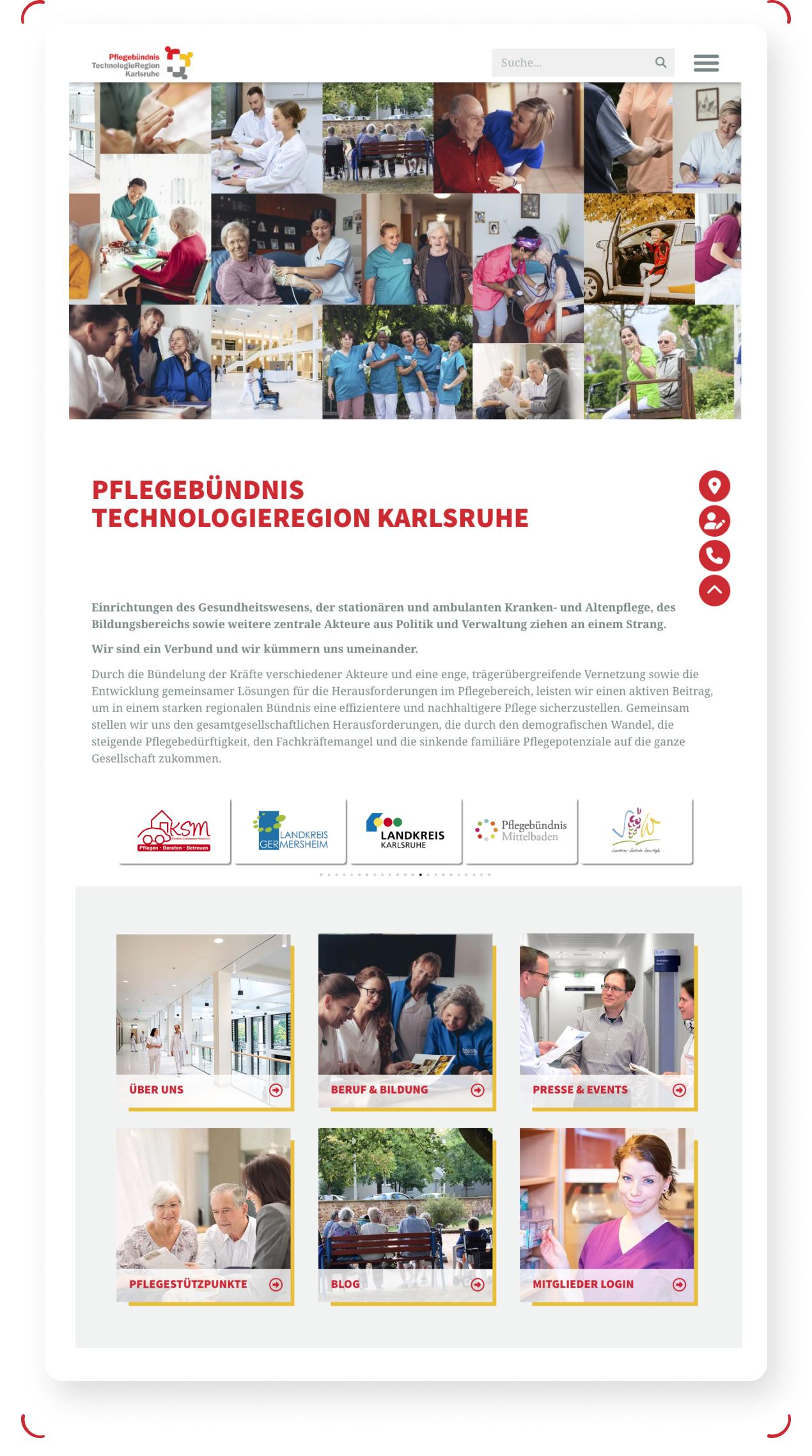 Collage aus Pflegepersonal und Senioren, Kleidung aus Stoff, überwiegend blaue und weiße Farben