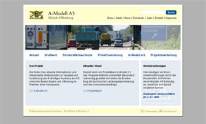 Screenshot einer Webseite mit Text und Navigation, gestaltet in Blau und Weiß, zeigt Informationsseite