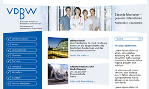 Computerbildschirm mit Webseite des VDRW, zeigt Navigation und Teamfoto, hauptsächlich blau und weiß